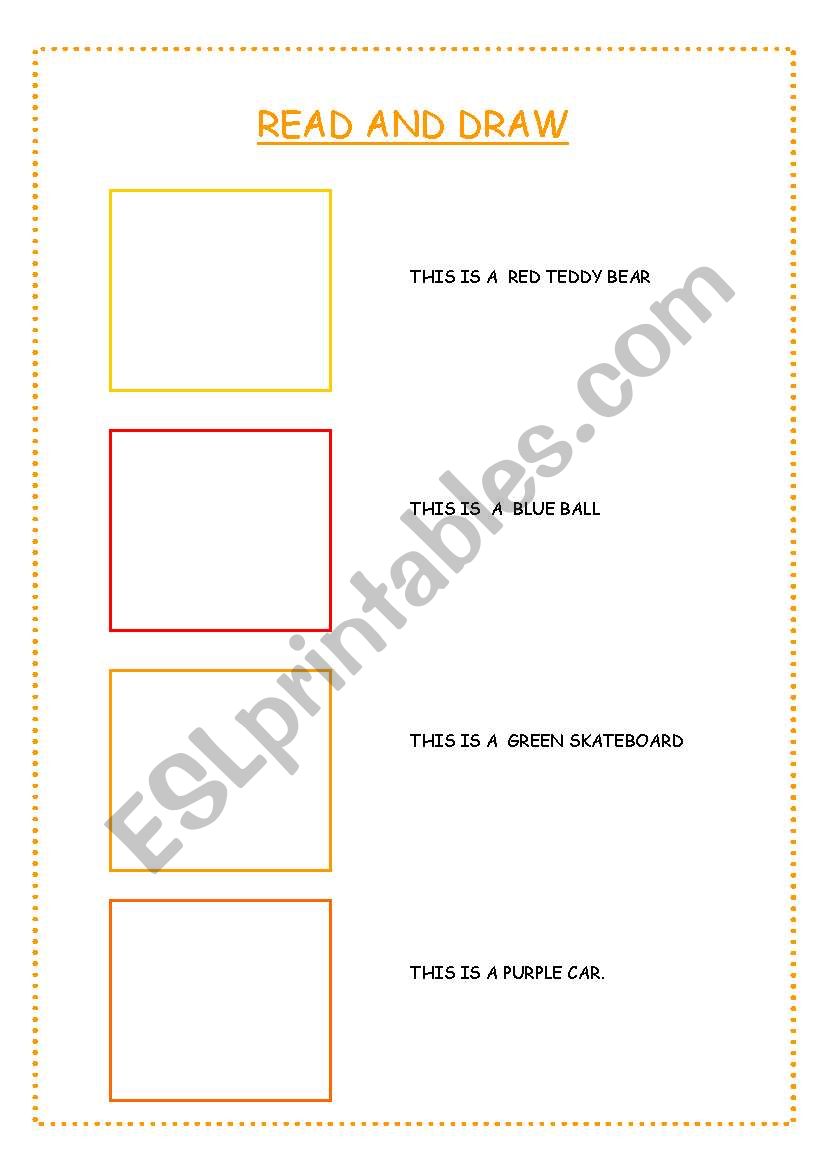 Toys: read and write worksheet