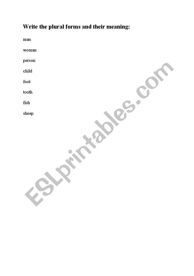 plural nouns worksheet