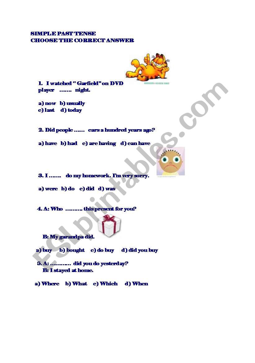 SIMPLE PAST TENSE worksheet