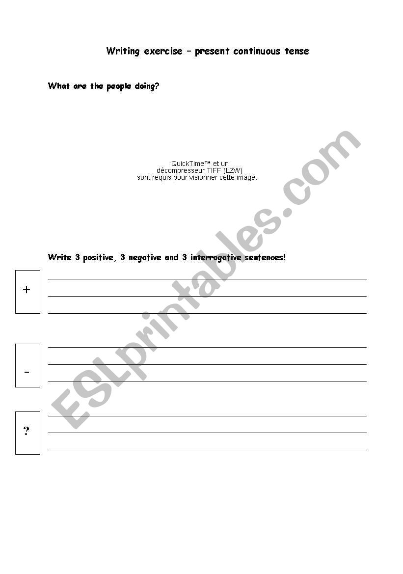 present continous tense worksheet