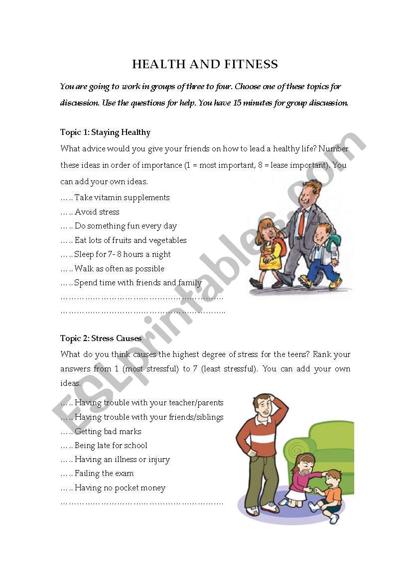 health and fitness worksheet