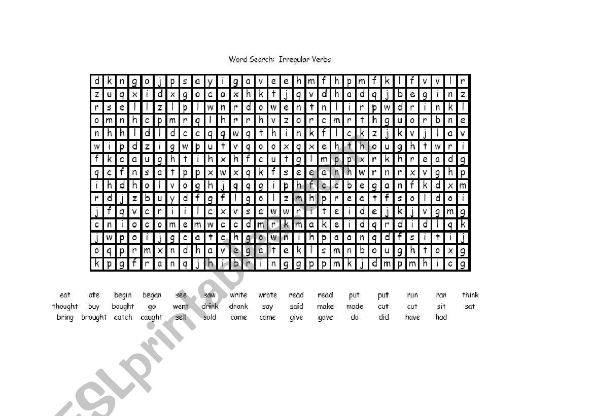 Irreagular Verbs worksheet
