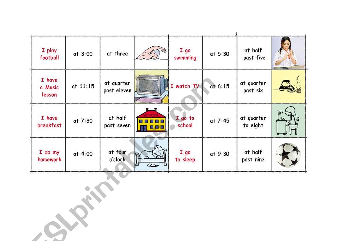 Domino worksheet