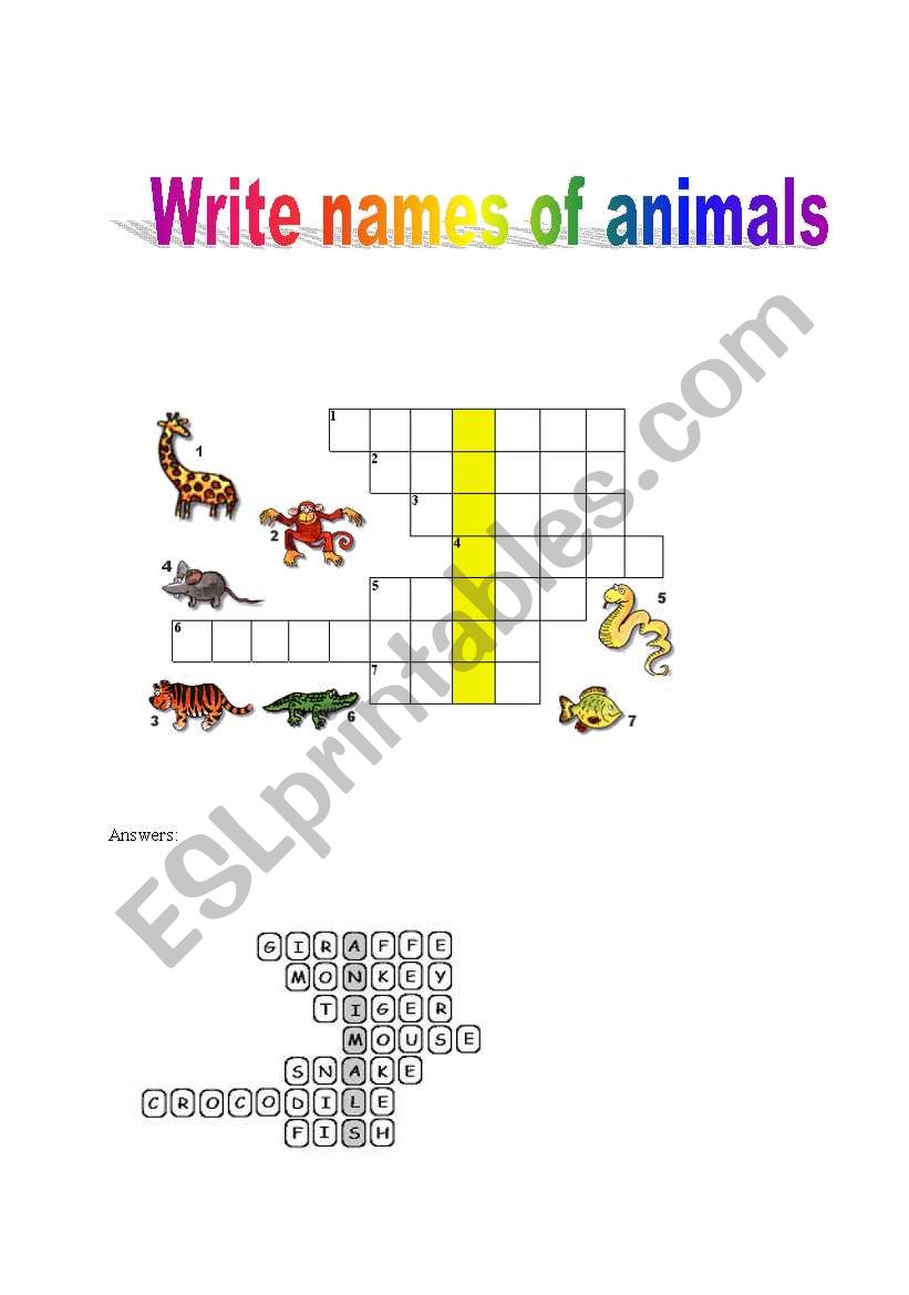 Animals worksheet