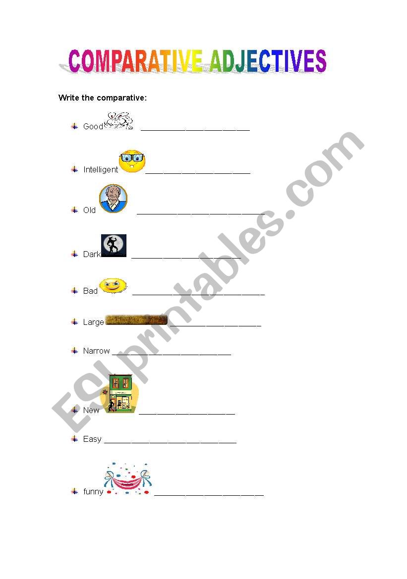 comparative adjectives  worksheet