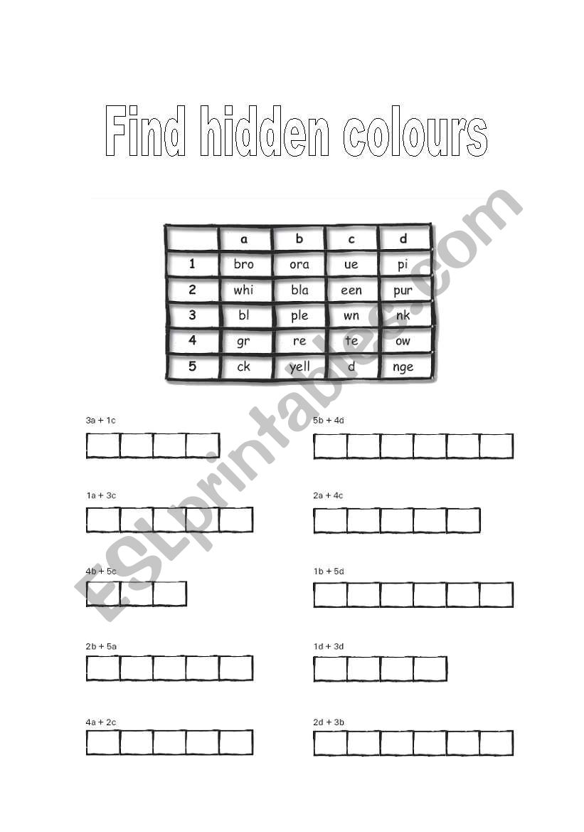 Colours worksheet