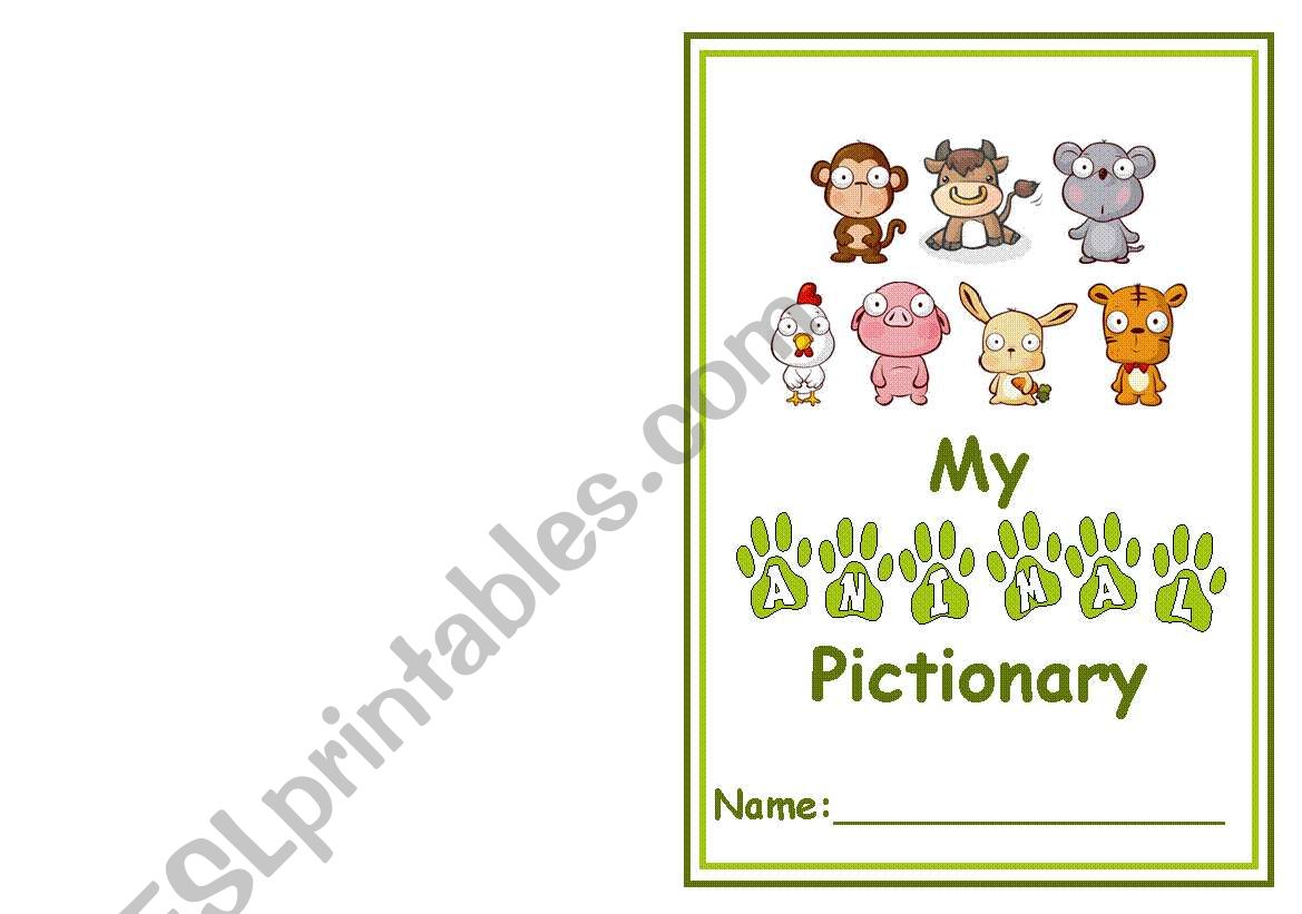 Animal pictionary booklet - Front & back cover - 1/4
