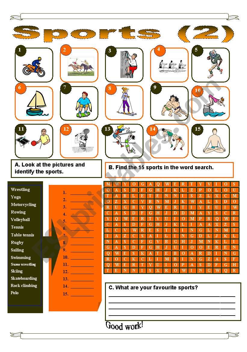 Sports - part 2 worksheet