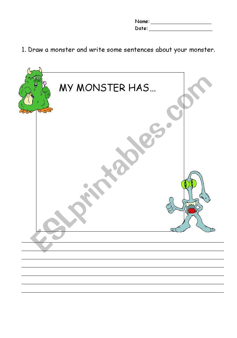 MY MONSTER HAS ... worksheet