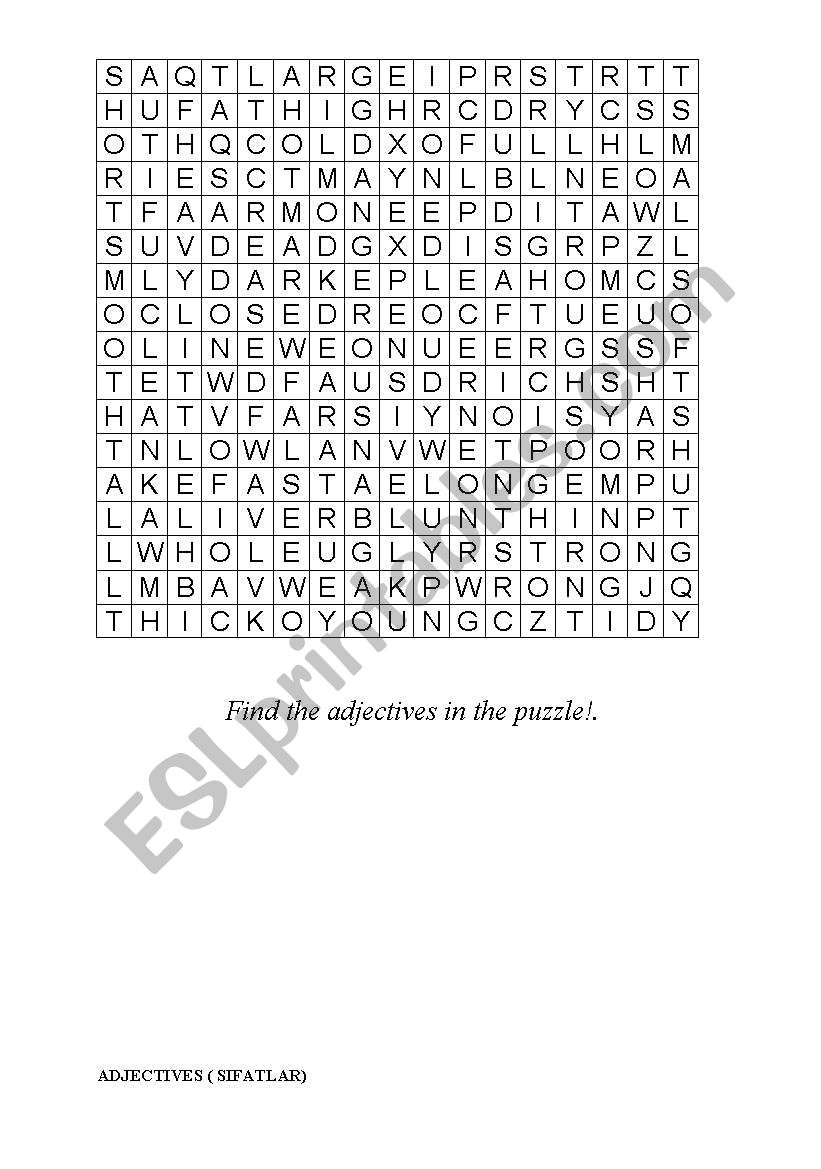 Puzzle - Adjectives worksheet