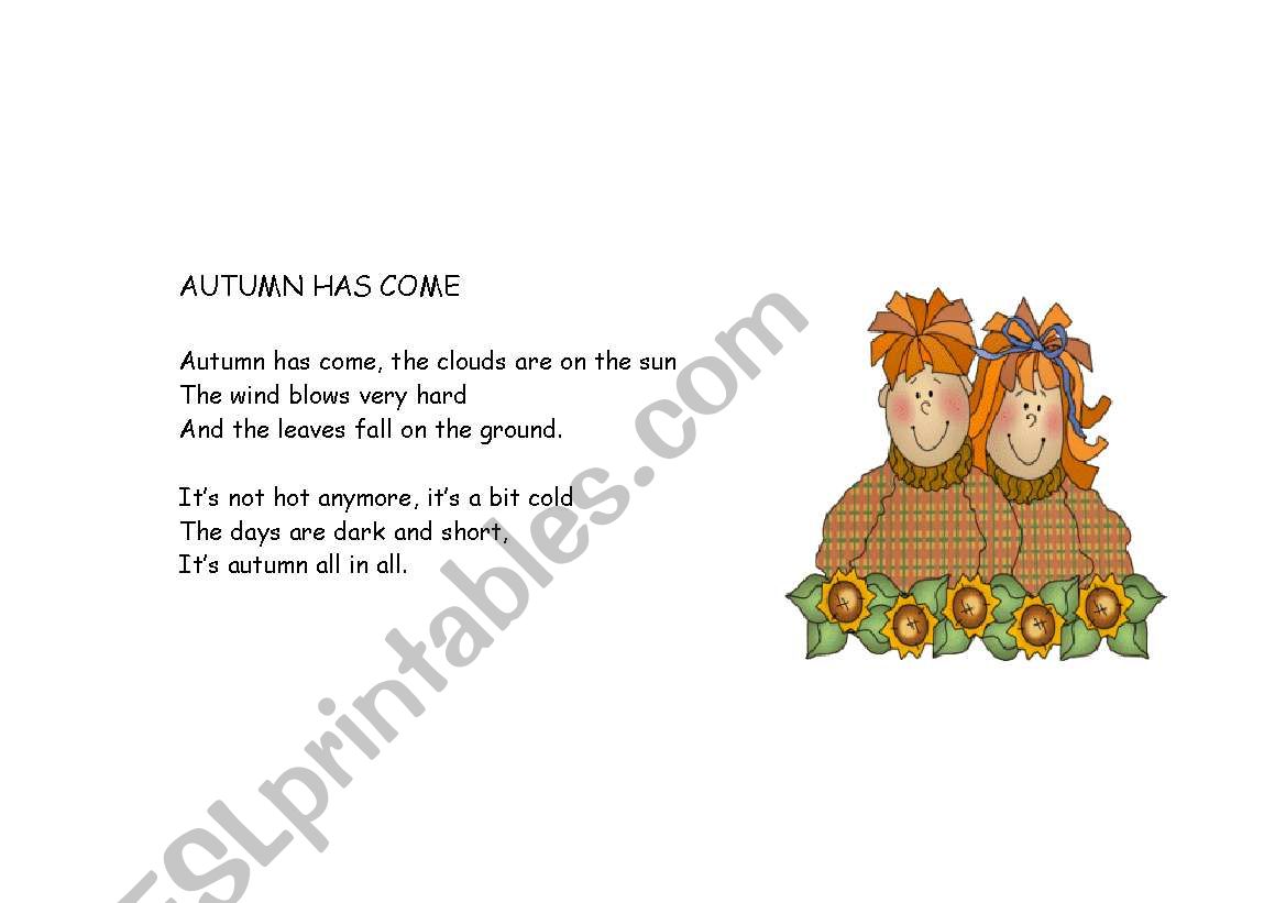 AUTUMN rhyme worksheet