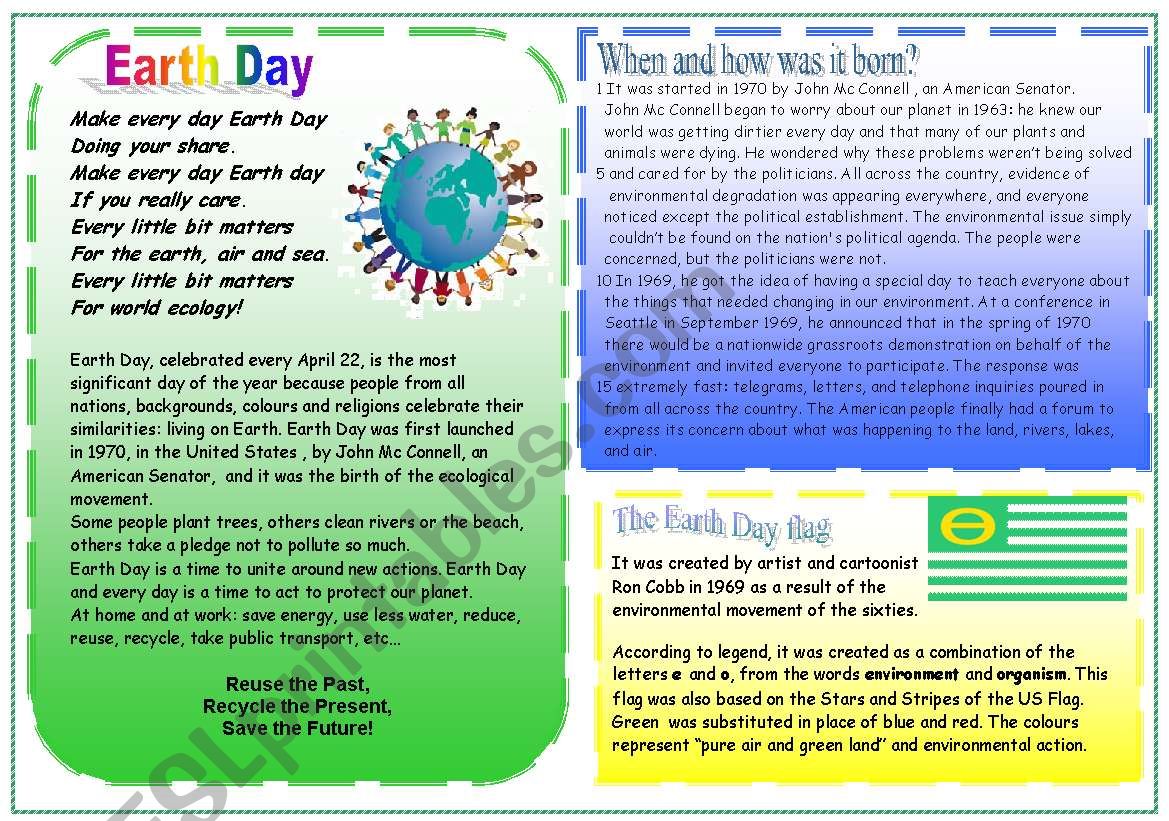 EARTH DAY PART 1 (4 skills) worksheet