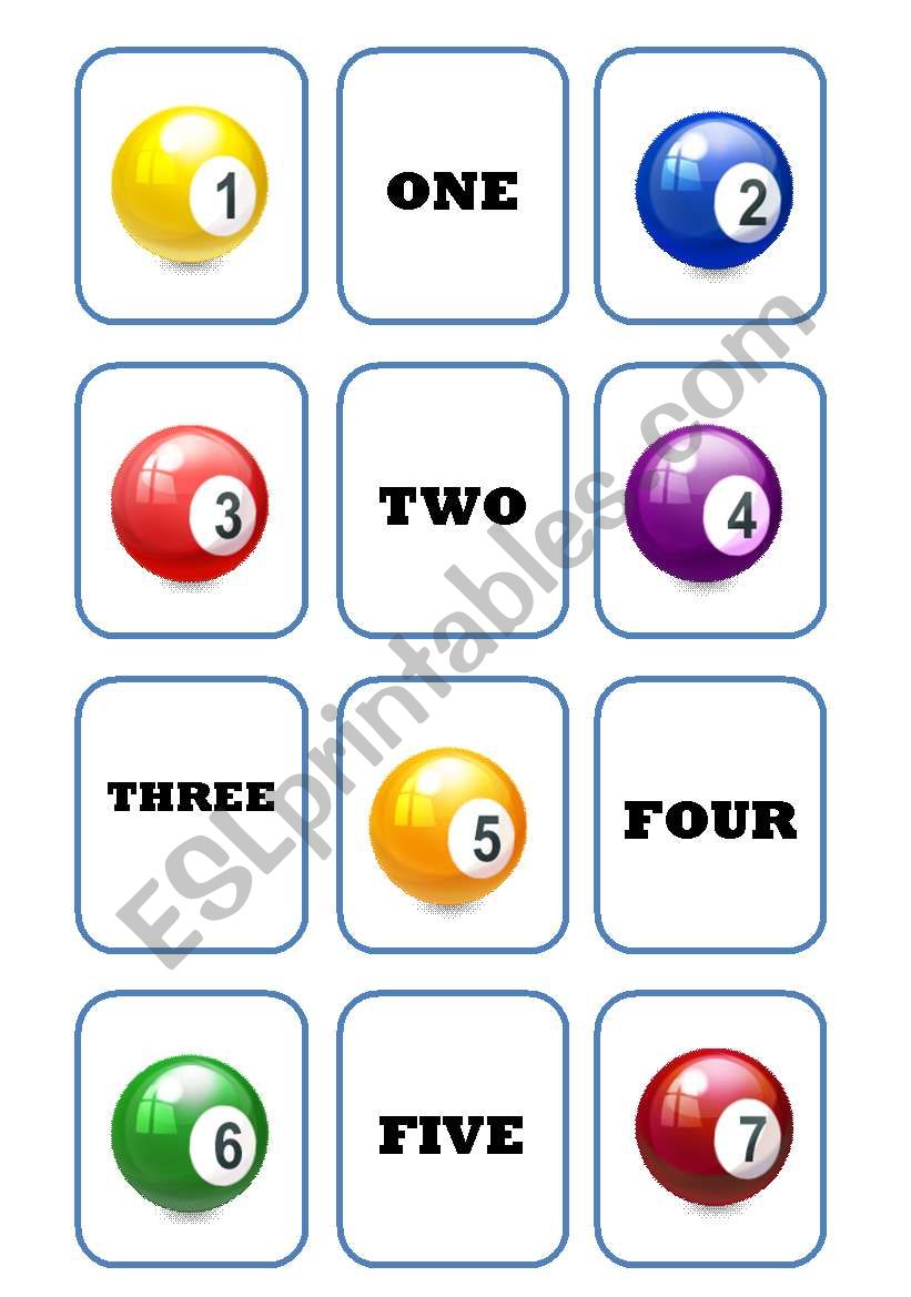 Number memory game (1-10) worksheet