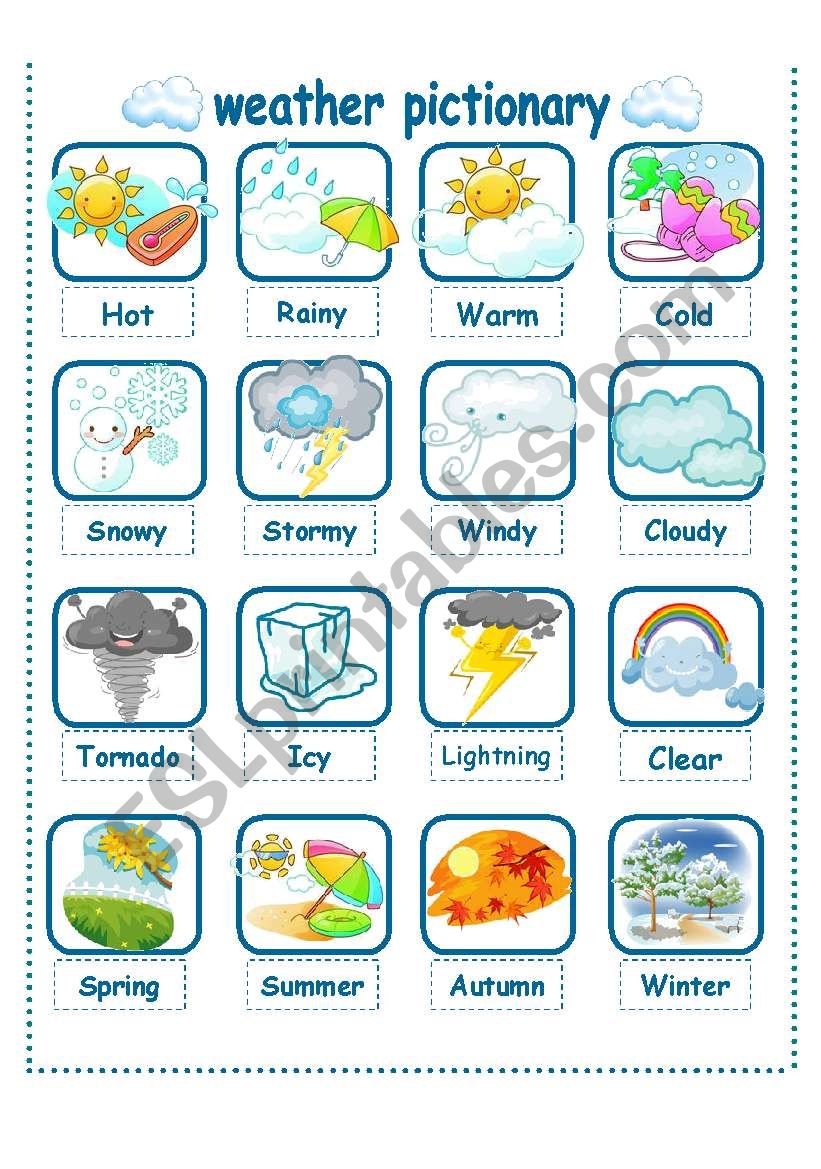 WEATHER-SEASONS PICTIONARY worksheet