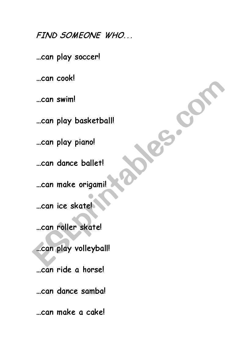find someone who worksheet