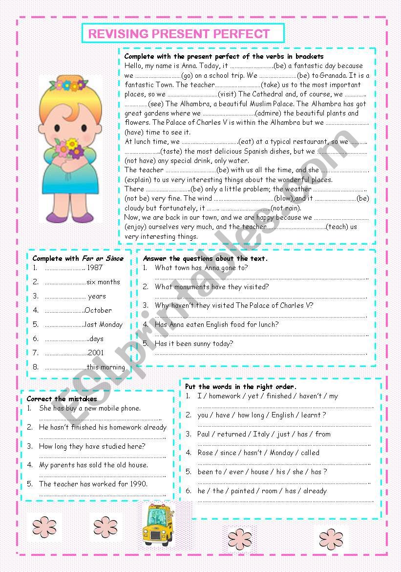 Revising Present Perfect worksheet