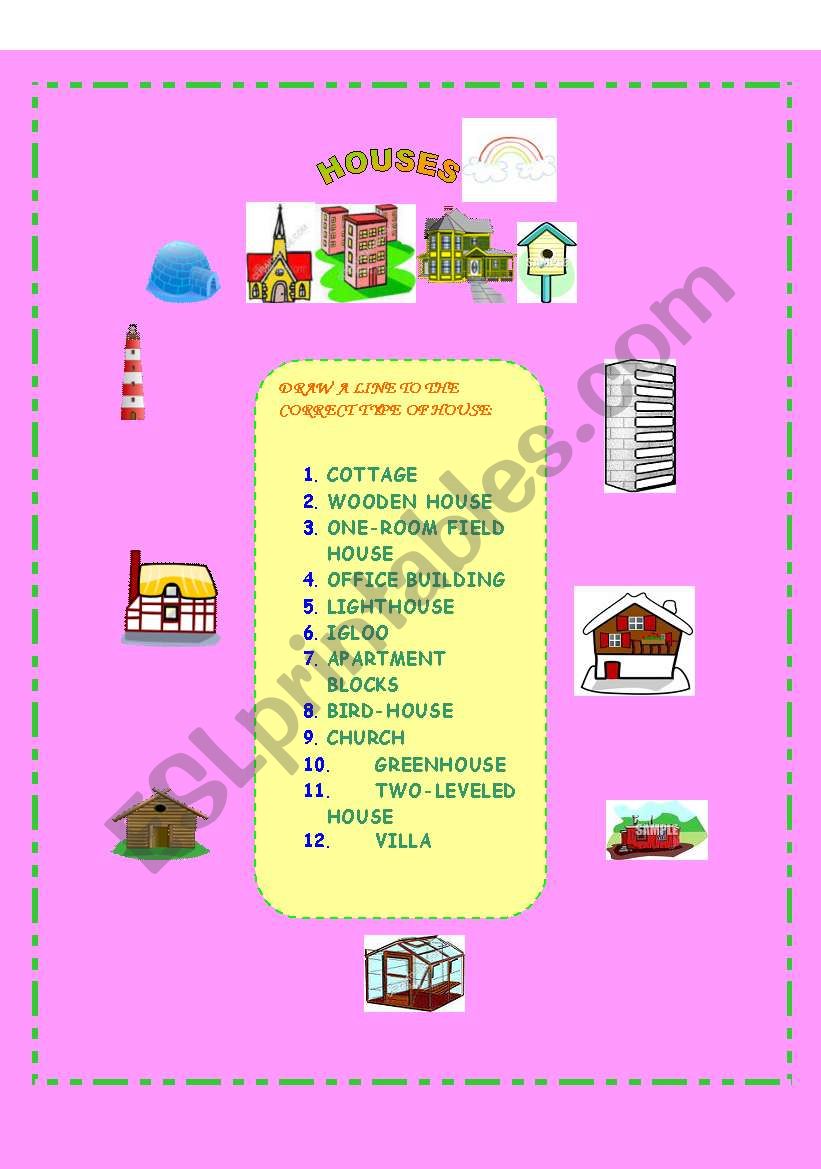 HOUSES worksheet