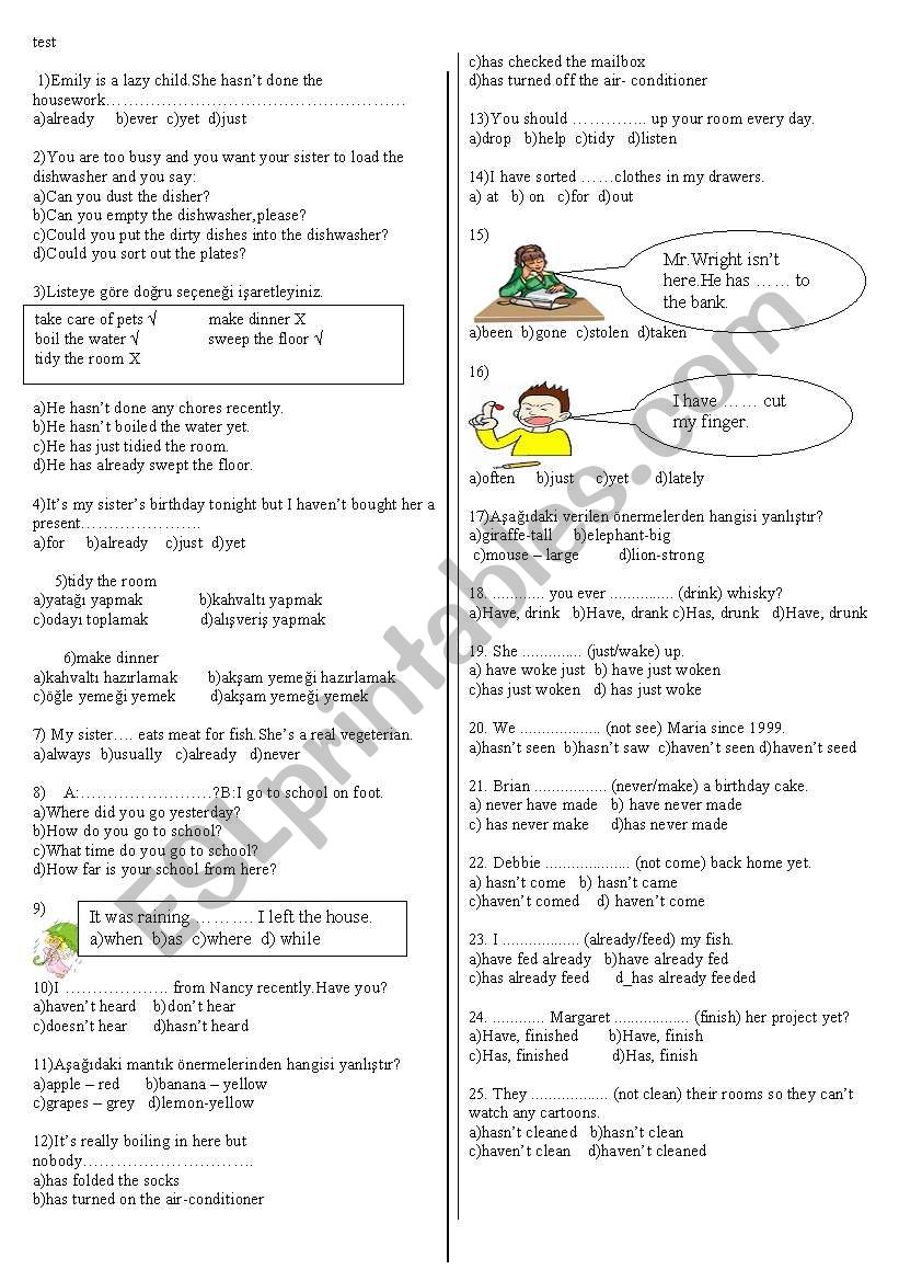 8TH YEAR TEST worksheet