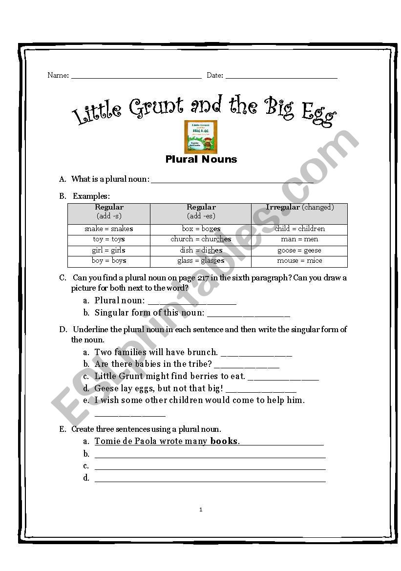 Plural Nouns worksheet