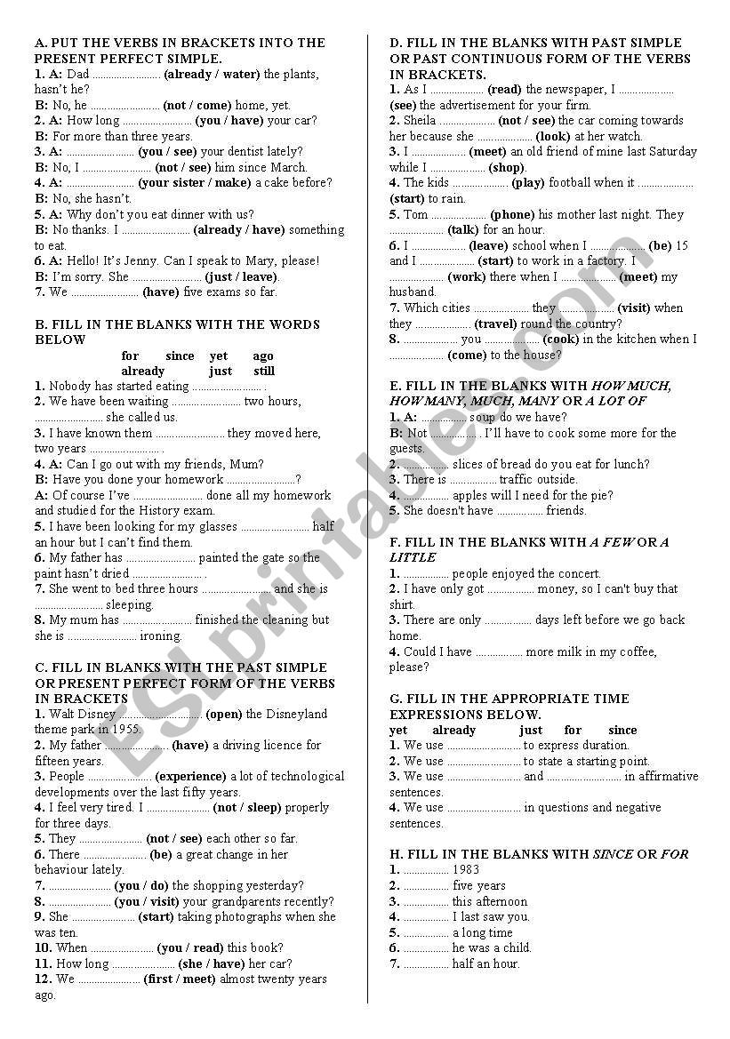 REVISION for 8th year present perfect*