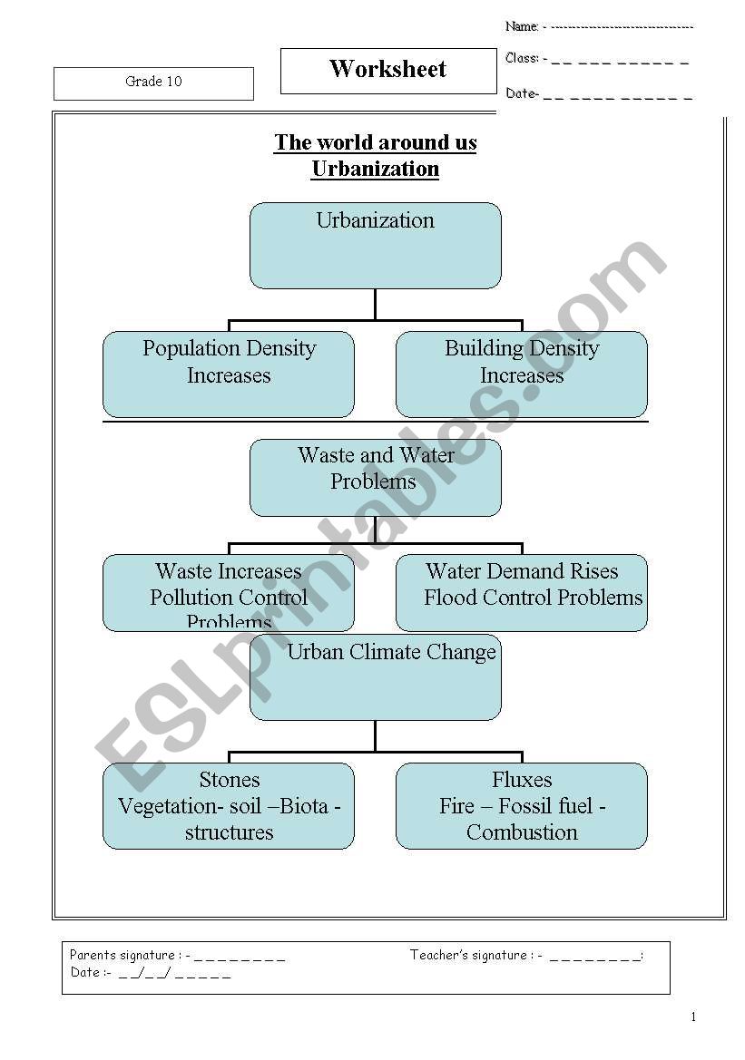 The Problems of Urbanization worksheet