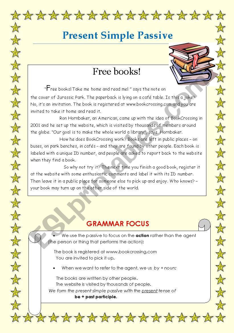 grammar worksheet passive (with present simple)