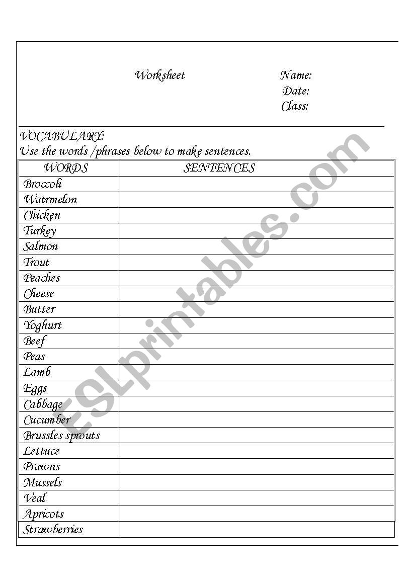 making sentences worksheet
