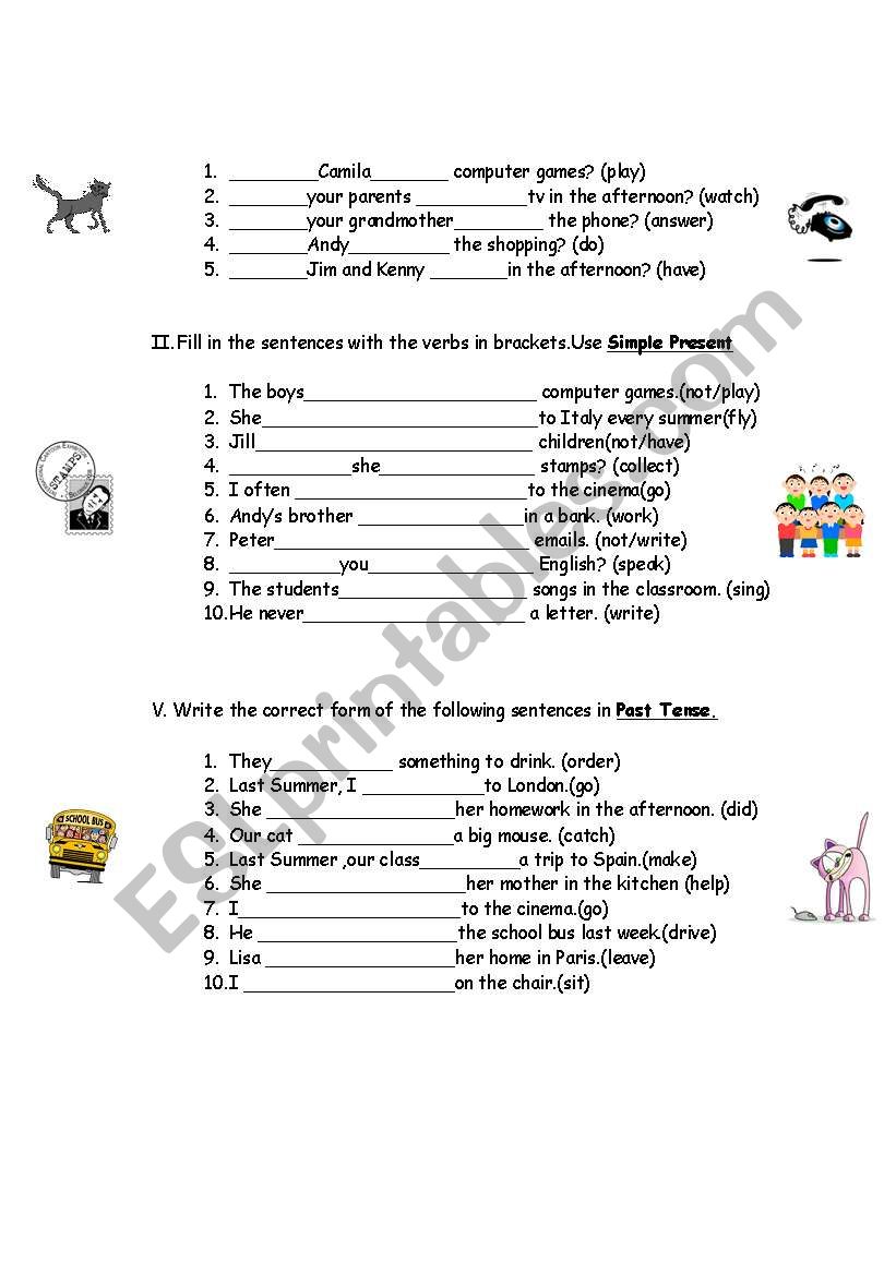 Worksheet II worksheet