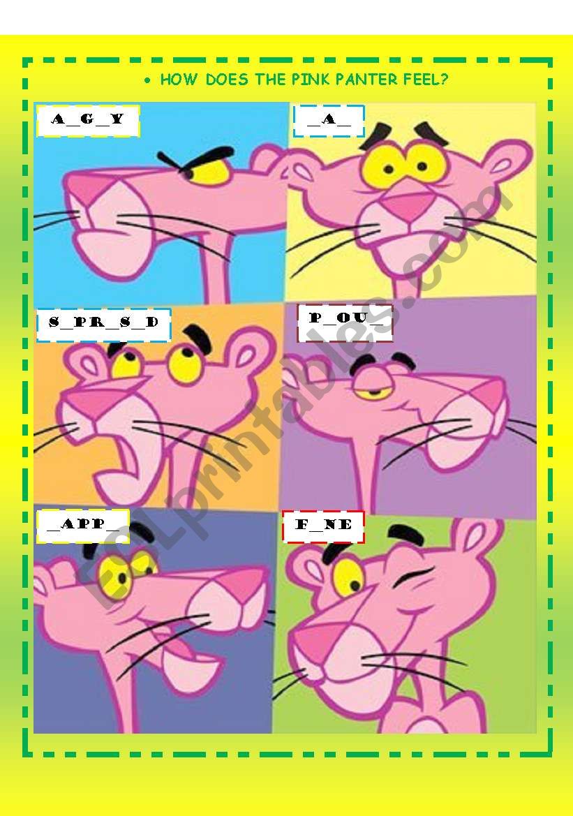 PINK PANTER (FEELINGS) worksheet