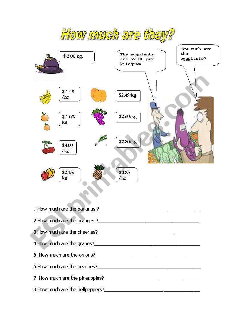 how much are they? worksheet