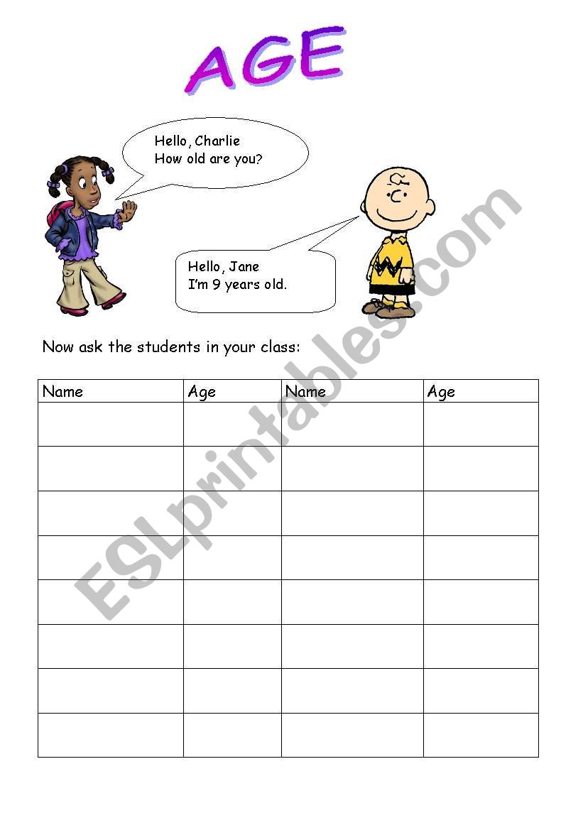 age worksheet