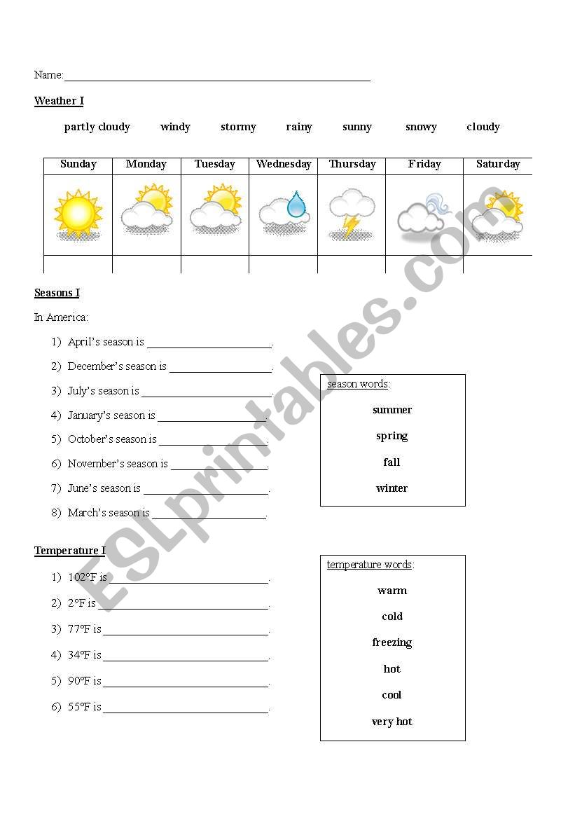 Seasons, Weather, and Temperature