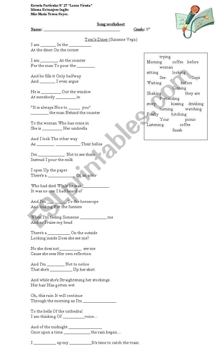 song for present continuous worksheet