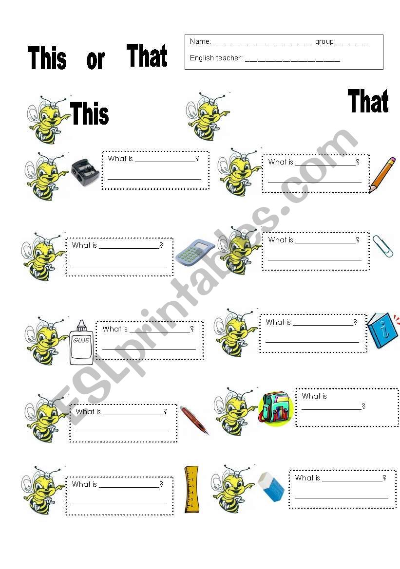 Demonstrative pronouns worksheet