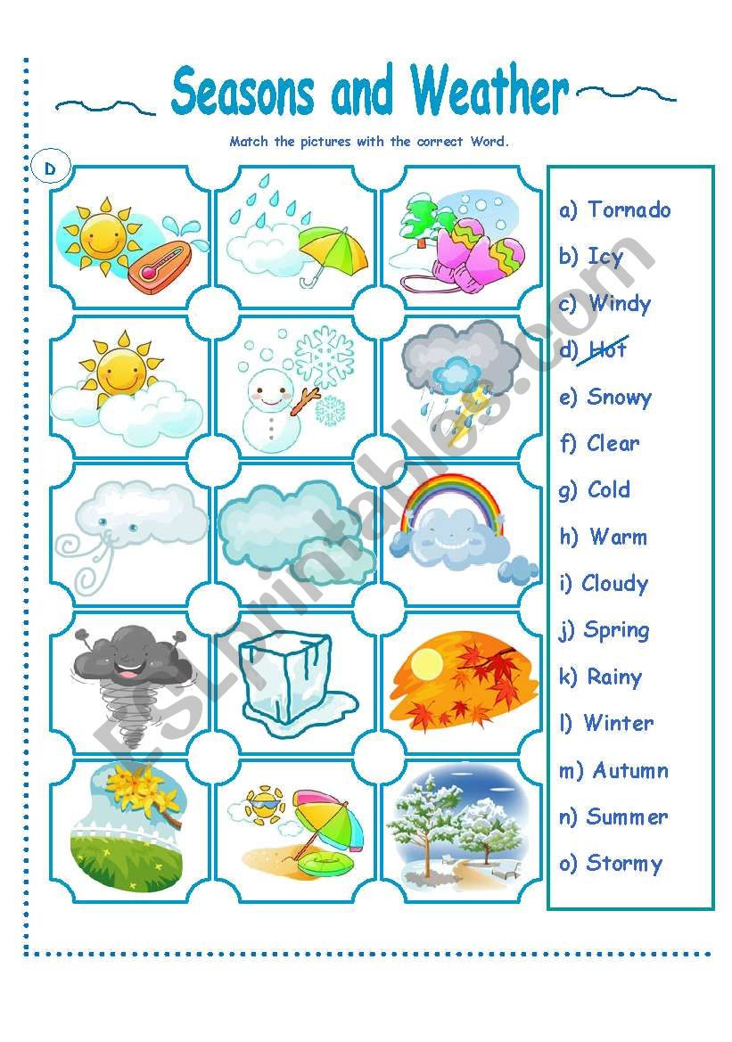 SEASONS AND WEATHER ACTIVITY worksheet
