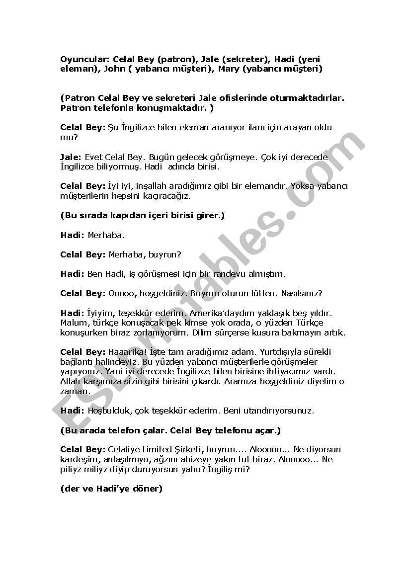 role plays1 worksheet