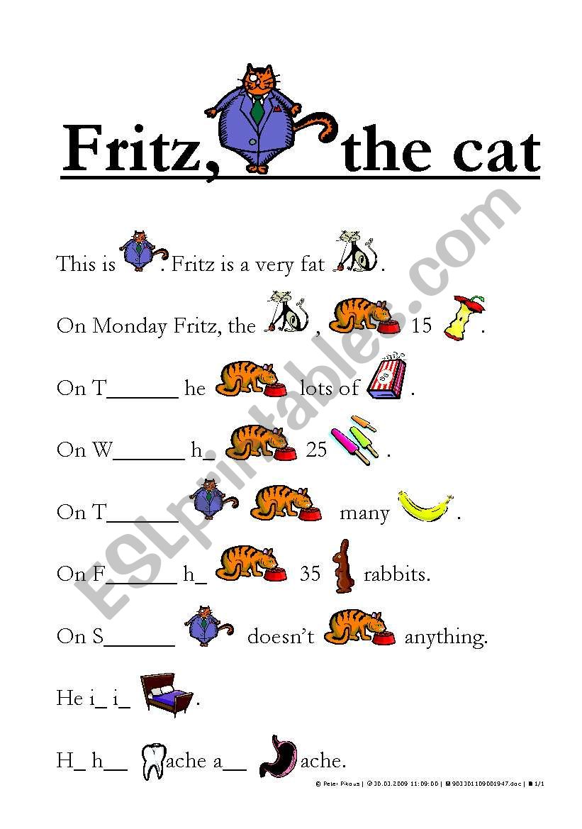 Fritz, the cat worksheet