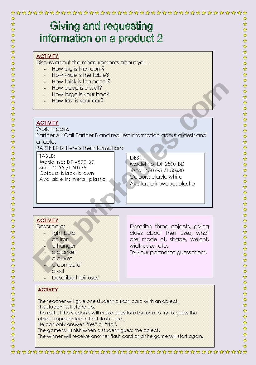 Giving and requestion information on a product 2