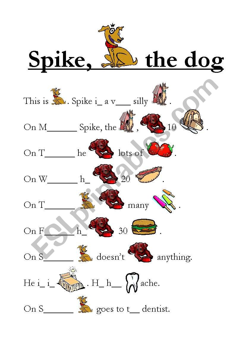Spike, the dog worksheet