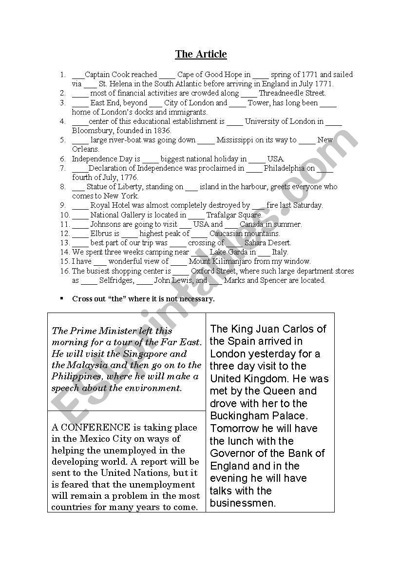 articles with proper and geographical names