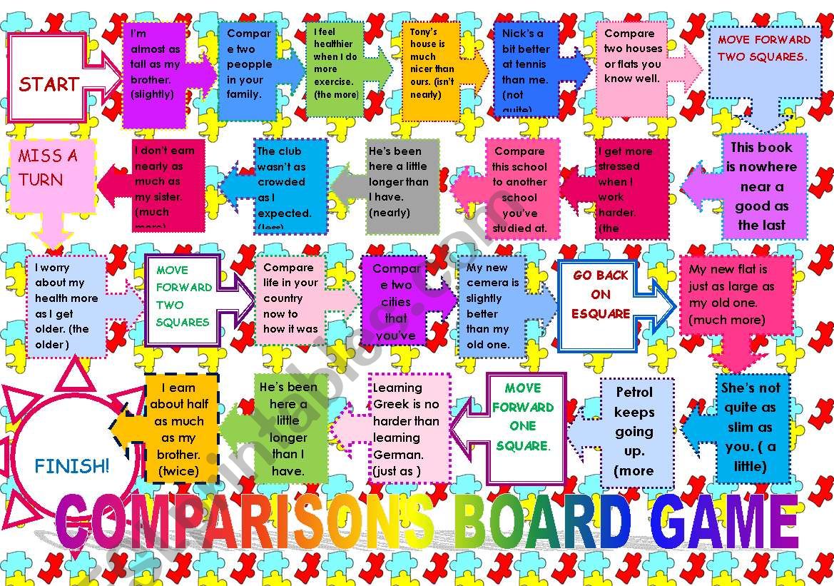 COMPARISONS BOARD GAME worksheet