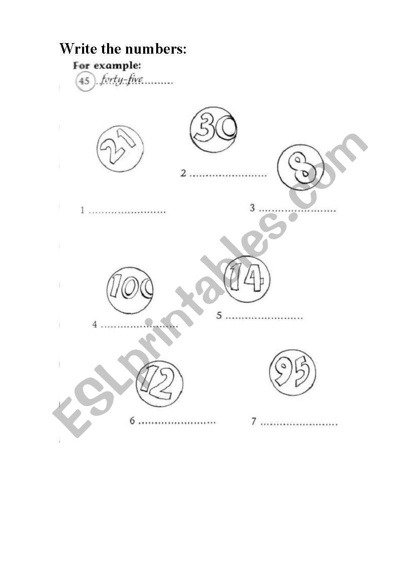 Write the numbers worksheet