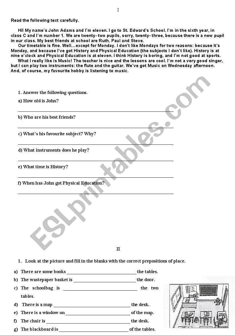 test worksheet
