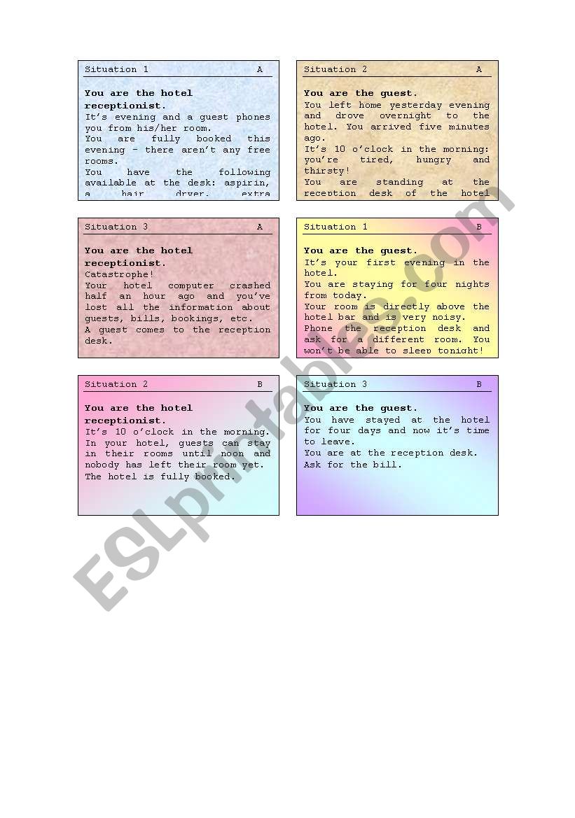 Hotel Complaints worksheet