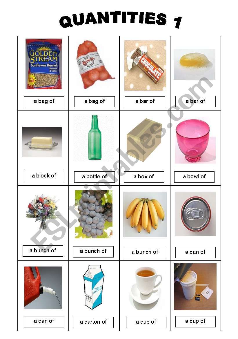 quantities 1 worksheet