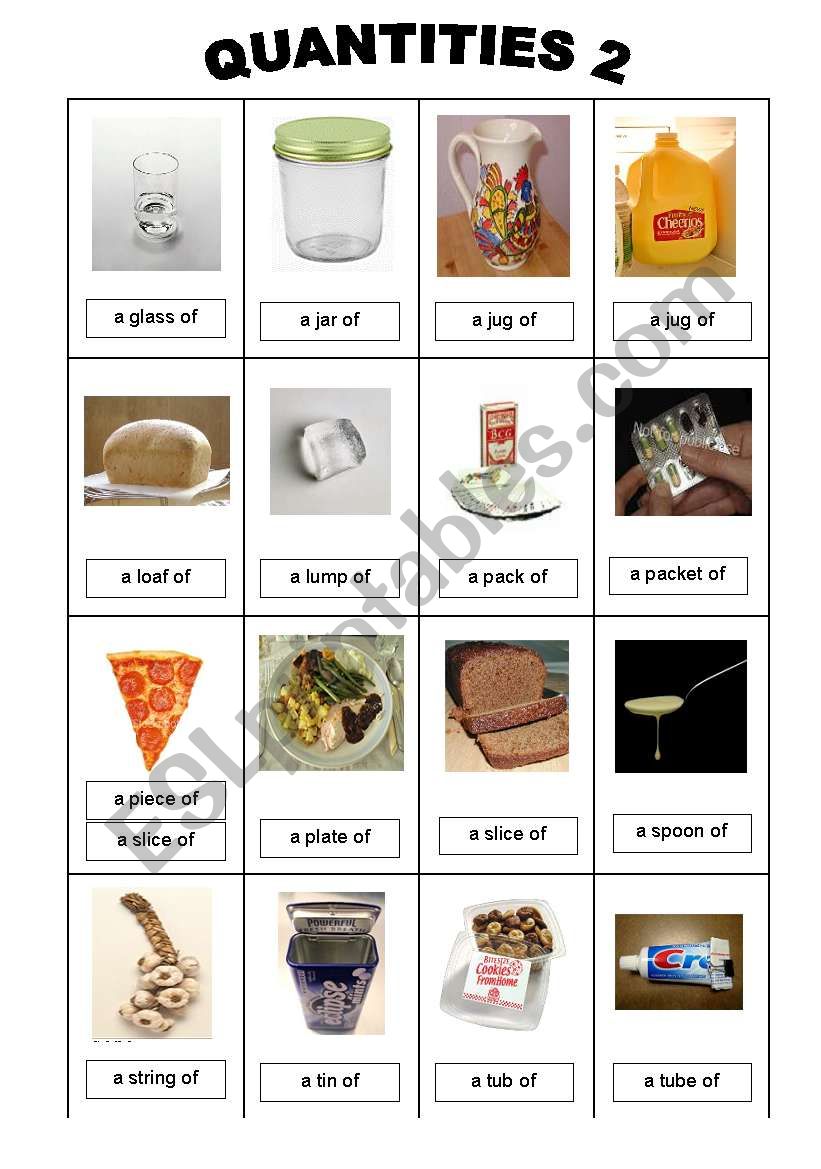 quantities 2 worksheet