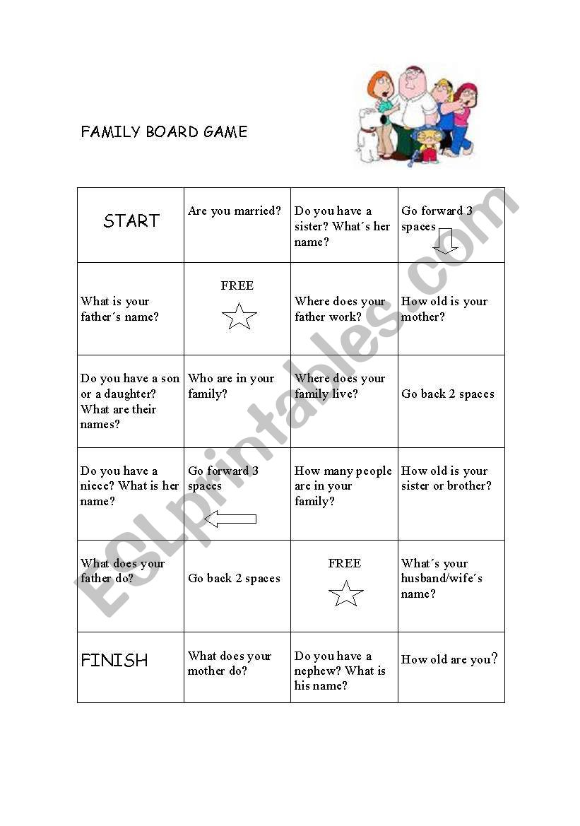 Family Board Game worksheet