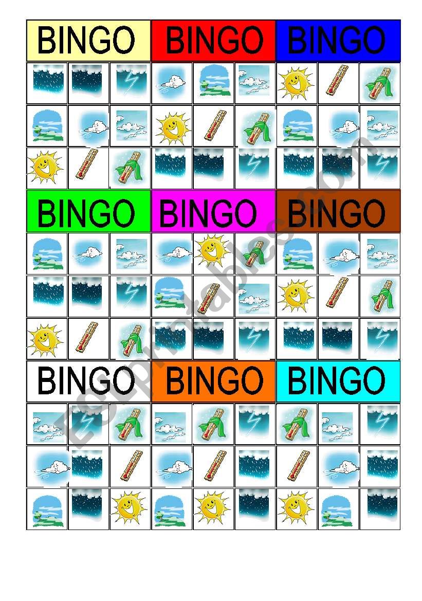 Bingo - weather - 2pgs. worksheet