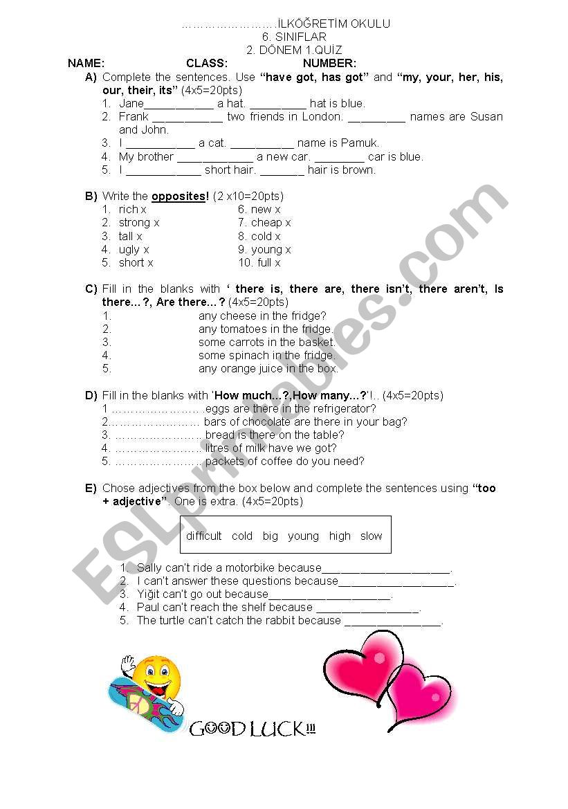 QUIZ worksheet