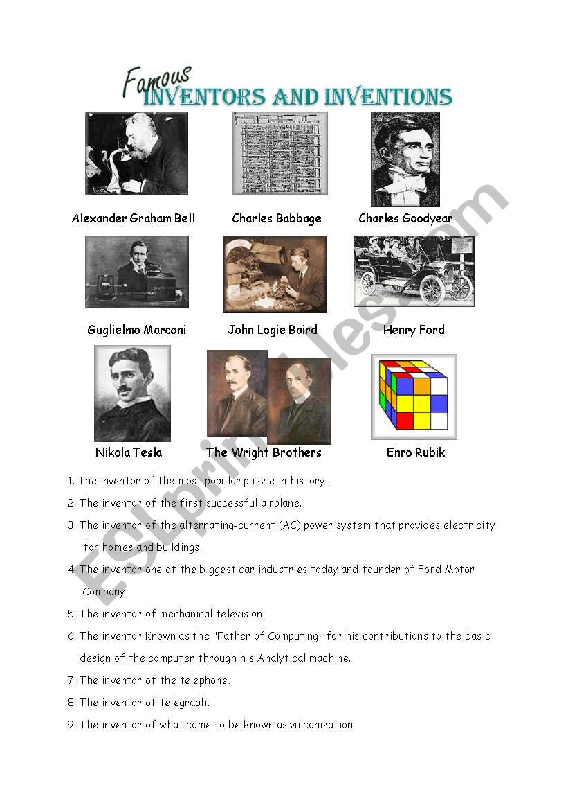 Famous inventors worksheet